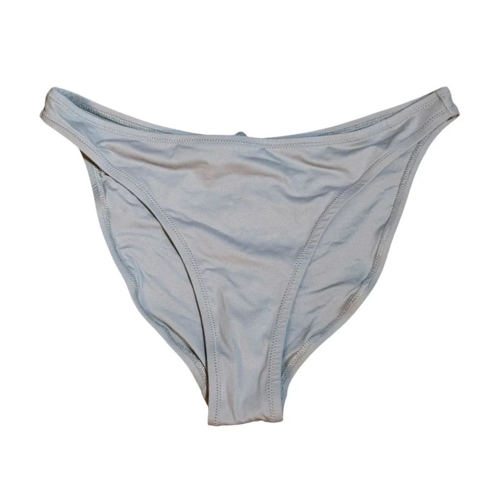 SKIMS Recycled Swim Mid Coverage Bikini Bottom Chrome Silver‎ Size M